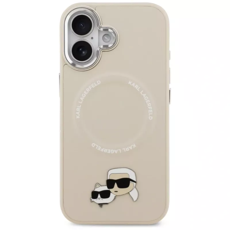 Karl Lagerfeld Karl & Choupette Pins MagSafe-Hülle für iPhone 17, Beige