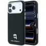 Karl Lagerfeld Genarbte Karl Head Metall MagSafe Hülle für iPhone 18 Pro Max / 17 Pro Max, Schwarz