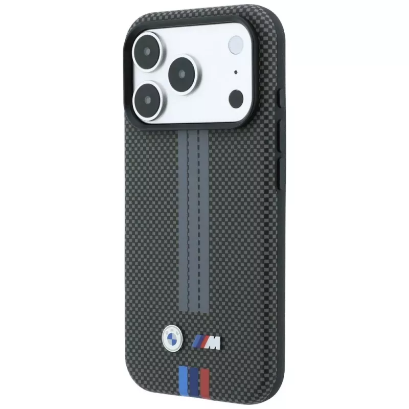 BMW M Quadrille Kevlar Tricolor Print Lines MagSafe Hülle für iPhone 18 Pro / 17 Pro, Anthrazit