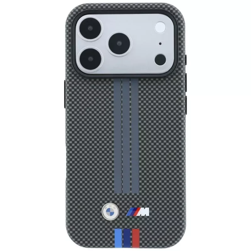 BMW M Quadrille Kevlar Tricolor Print Lines MagSafe Hülle für iPhone 18 Pro Max / 17 Pro Max, Anthrazit