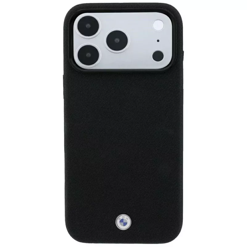 BMW Kevlar Metal Logo MagSafe Hülle für iPhone 18 Pro / 17 Pro, Schwarz