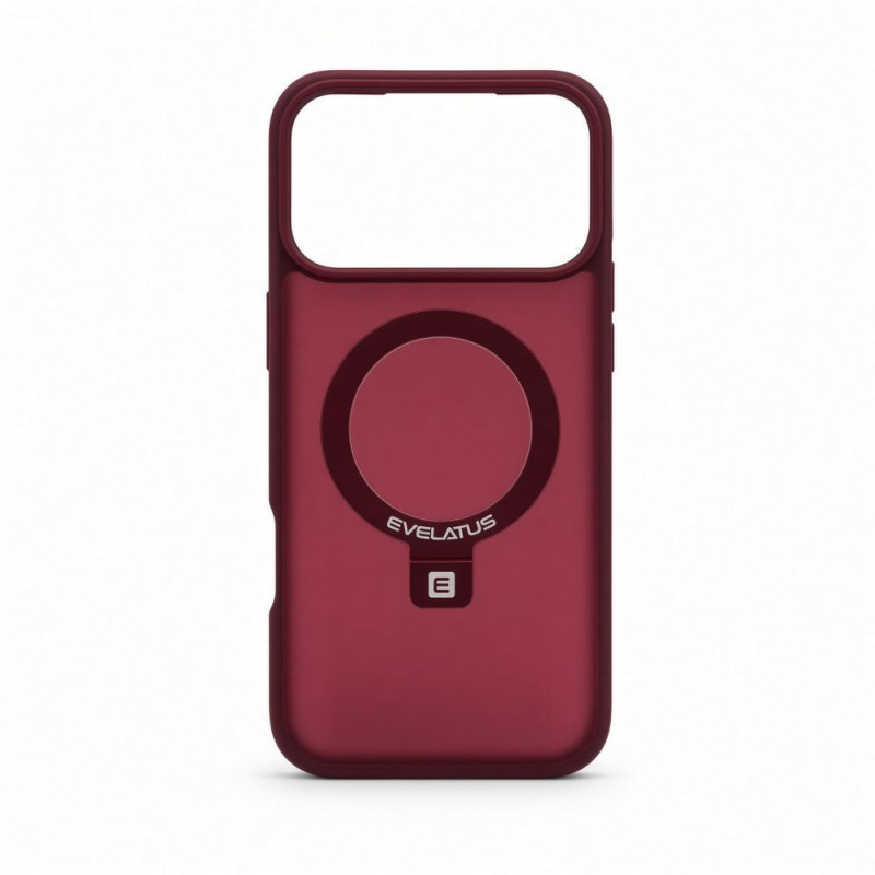 Evelatus Shield Hülle mit MagSafe & Stand für Apple iPhone 18 Pro Max, matter Ring, burgunderrot