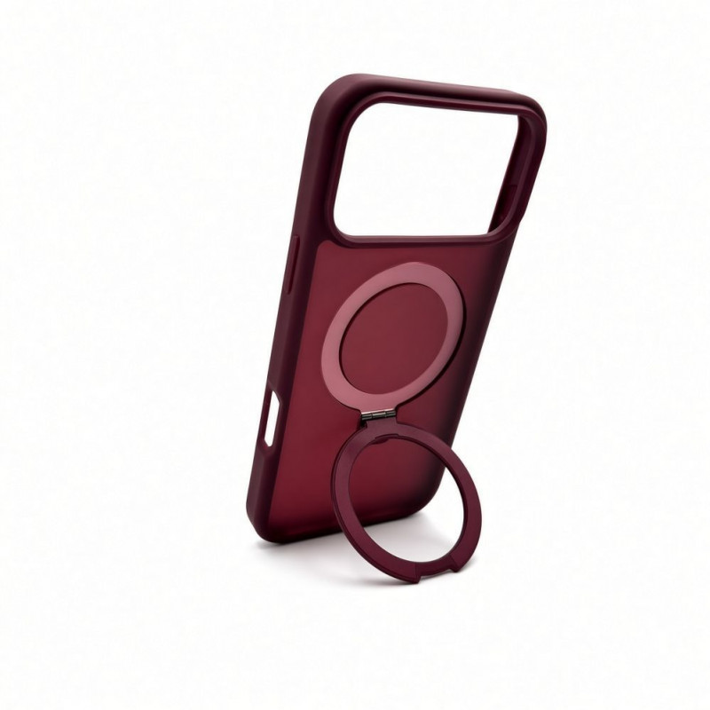 Evelatus Shield Hülle mit MagSafe & Stand für Apple iPhone 18 Pro Max, matter Ring, burgunderrot