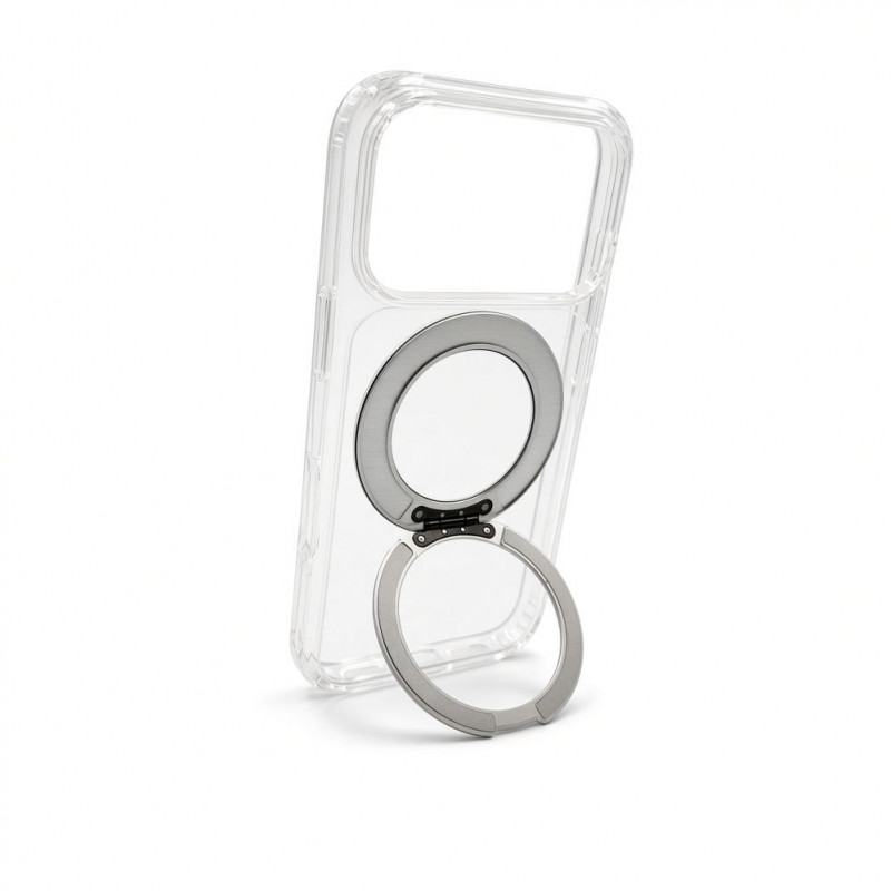 Evelatus Hybrid MagSafe Hülle mit 360 Metallständer für Apple iPhone 18 Pro, PC+TPU, transparent