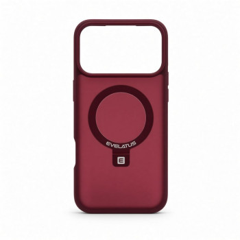 Evelatus Shield Hülle mit MagSafe & Stand für Apple iPhone 18 Pro, mattem Ring, burgunderrot