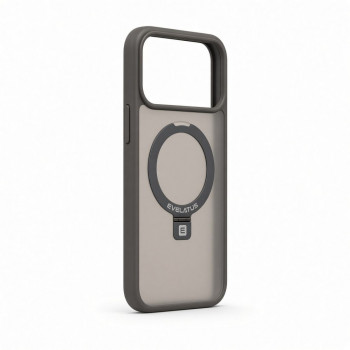Evelatus Shield Hülle mit MagSafe & Stand für Apple iPhone 18 Pro, matter Ring, rauchgrau