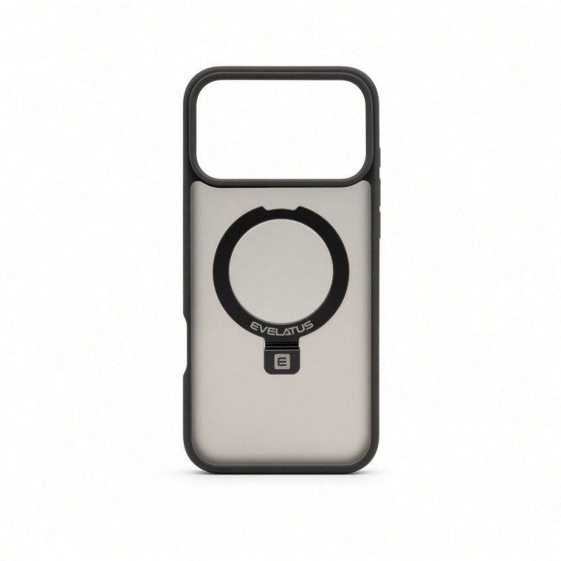 Evelatus Shield Hülle mit MagSafe & Stand für Apple iPhone 18 Pro, matter Ring, rauchgrau