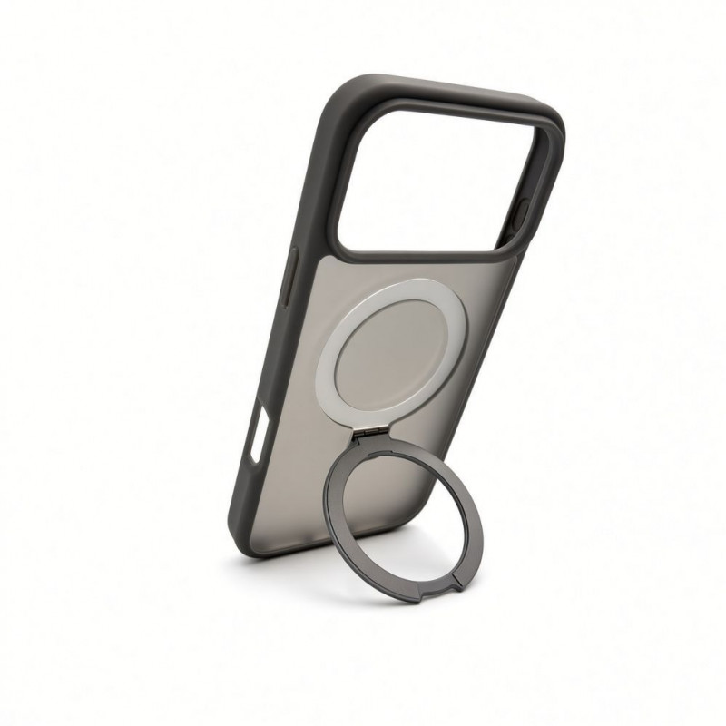 Evelatus Shield Hülle mit MagSafe & Stand für Apple iPhone 18 Pro, matter Ring, rauchgrau