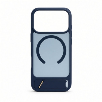 Evelatus Rubber beschichtete MagSafe Hülle mit Standfuß für Apple iPhone 18 Pro, Marineblau