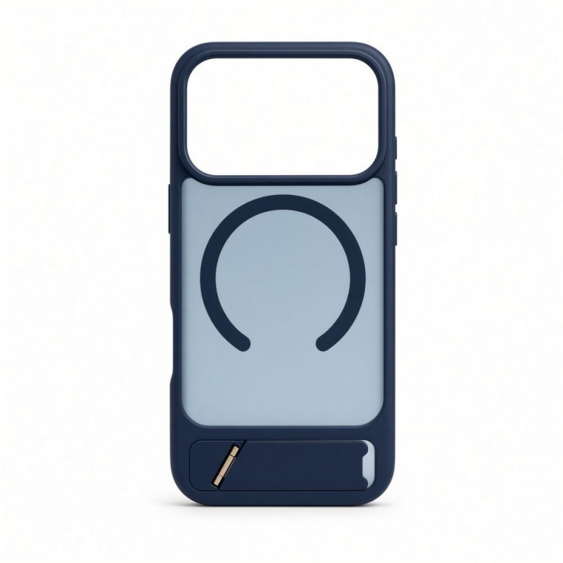 Evelatus Rubber beschichtete MagSafe Hülle mit Standfuß für Apple iPhone 18 Pro, Marineblau
