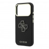 Guess SW genarbtes PU- & großes Resin-Logo-Case für Apple iPhone 18 Pro, Schwarz