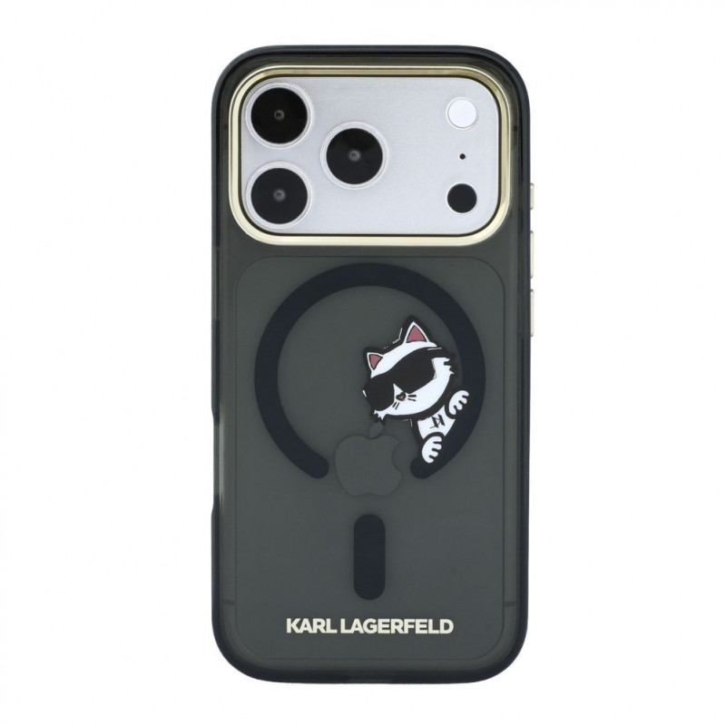 Karl Lagerfeld HC MagSafe IML Peekaboo Print & Metal Frame Hülle für Apple iPhone 18 Pro Max, Schwarz