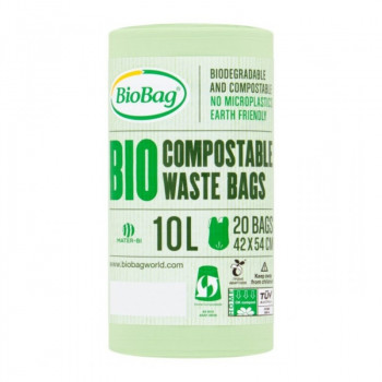BioBag kompostierbare Müllbeutel 10 l, 42x54 cm, 15 Mikron, 20 Stück pro Rolle, grün