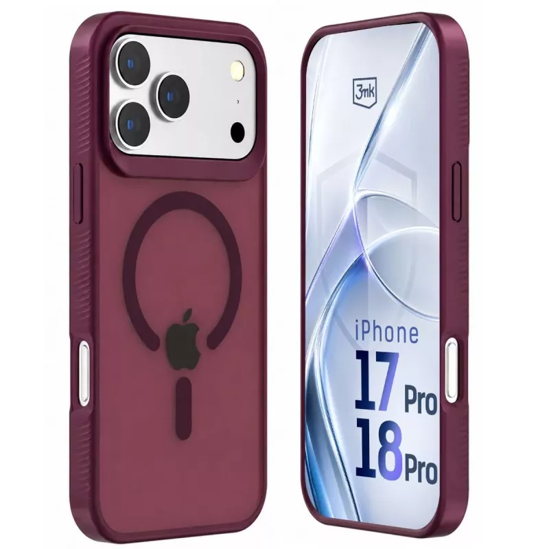 3mk Hardy Hazy MagCase für Apple iPhone 17 Pro / 18 Pro, burgunderrot