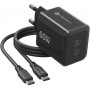 Forcell F-Energy GaN III VT-60 60W PD QC 4.0+ 2x USB-C Netzteil schwarz + USB-C-Kabel