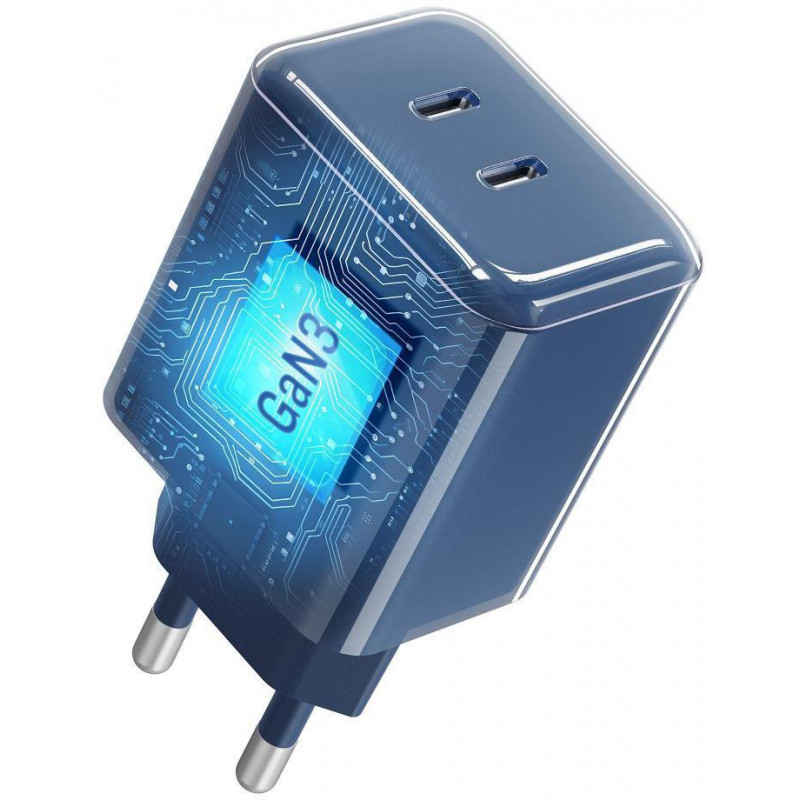 Forcell F-Energy GaN III VT-60 60W PD QC 4.0+ 2x USB-C Netzteil marineblau + USB-C Kabel