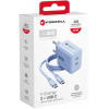 Forcell F-Energy GaN III VT-60 60W PD QC 4.0+ 2x USB-C Netzteil blau + USB-C Kabel