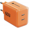 Forcell F-Energy GaN III VT-60 60W PD QC 4.0+ 2x USB-C Netzteil orange + USB-C Kabel