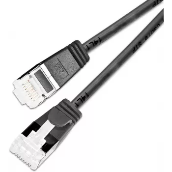 Wirewin SLIM Cat6a 10 Gigabit U/FTP Lightpatchkabel, rund, Ø 3,8 mm, 0,15 m, Schwarz