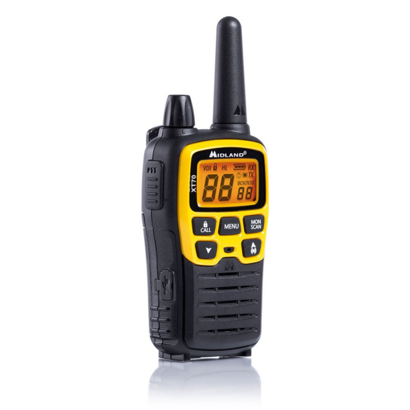 Midland XT70 Adventure Funkgerät, 93 Kanäle, 433,075 - 446,09375 MHz, Schwarz/Gelb