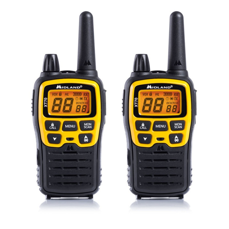 Midland XT70 Adventure Funkgerät, 93 Kanäle, 433,075 - 446,09375 MHz, Schwarz/Gelb