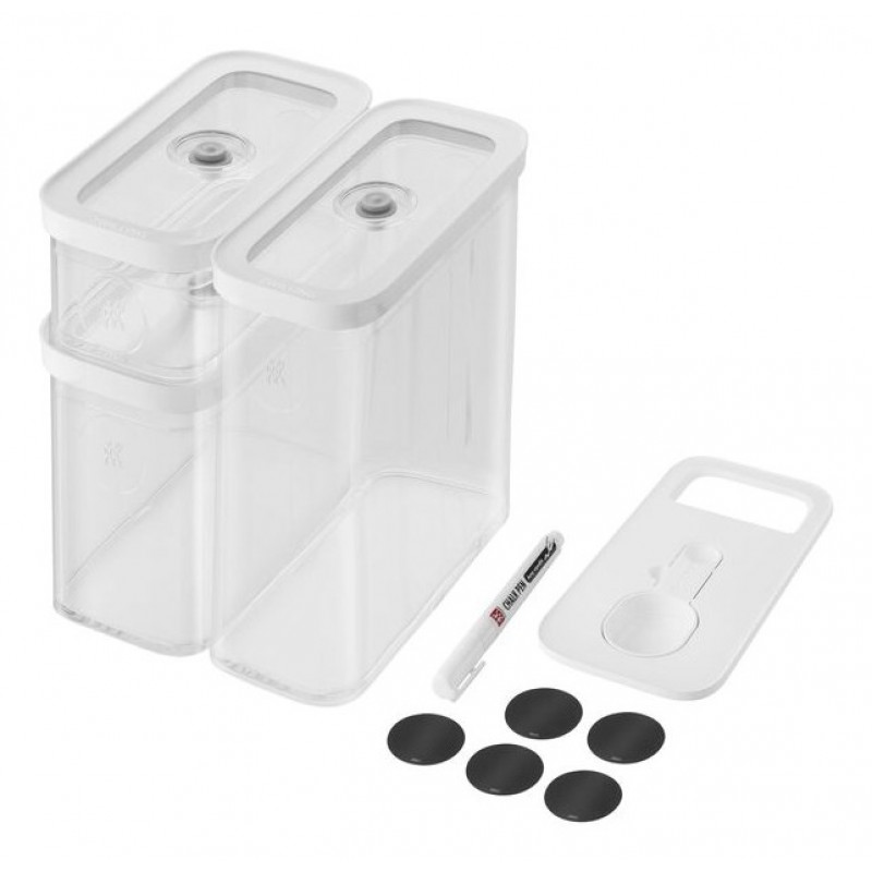 ZWILLING 1026082 rechteckige Aufbewahrungsbehälter für Lebensmittel, 5,4 l, transparent/weiß, 5 Stk.