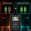Qoltec Spannungsausgleicher 24V für 2 x 12V Batterien | 5A | AGM GEL LiFePO4 | LCD