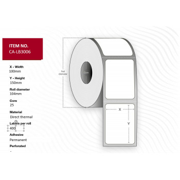 Capture CA-LB3006 Thermodirekt-Etiketten, permanent, 100 x 150 mm, weiß, Rolle