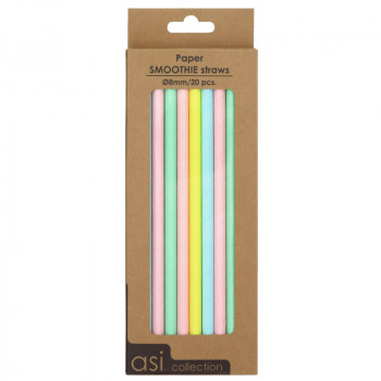 Asi Collection Papier-Smoothie-Strohhalme, Ø8 mm, 21 cm, 20 Stk.