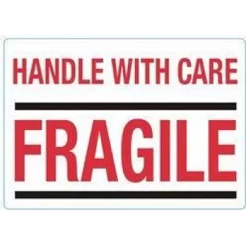 rillprint Hinweisetiketten HANDLE WITH CARE / FRAGILE, permanent haftend, Weiß/Rot