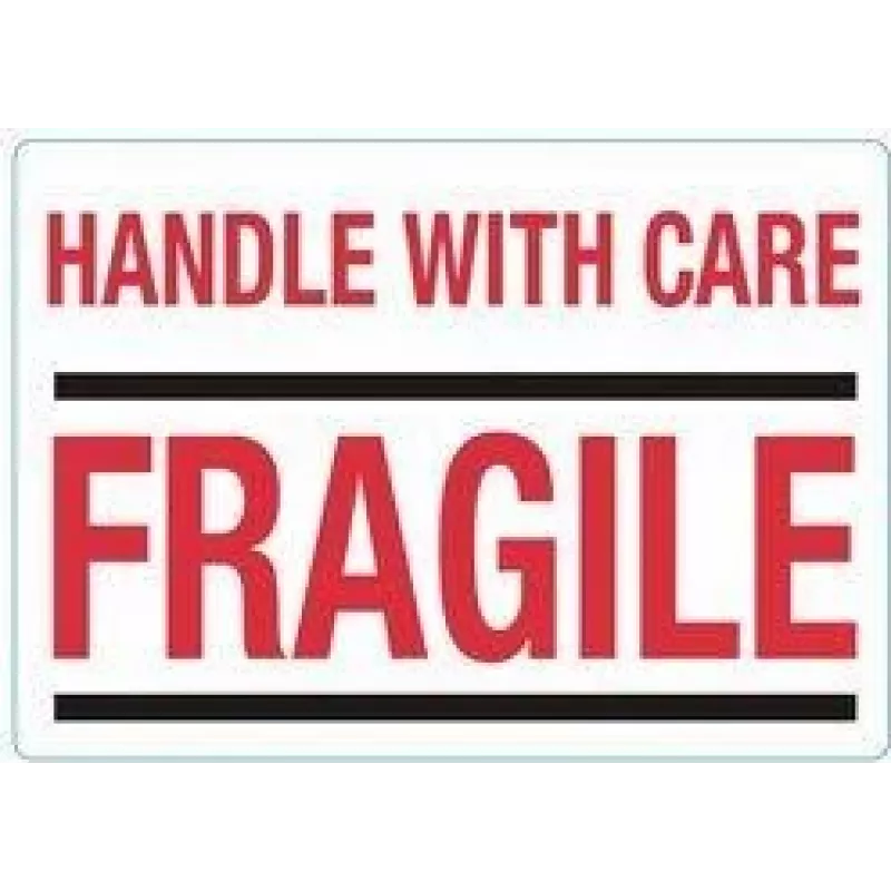 rillprint Hinweisetiketten HANDLE WITH CARE / FRAGILE, permanent haftend, Weiß/Rot