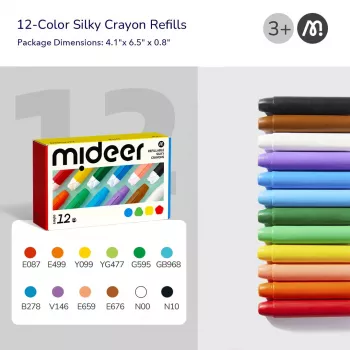 Mideer Silky Crayons Nachfüllungen, weich und abwaschbar, 12 Stk.
