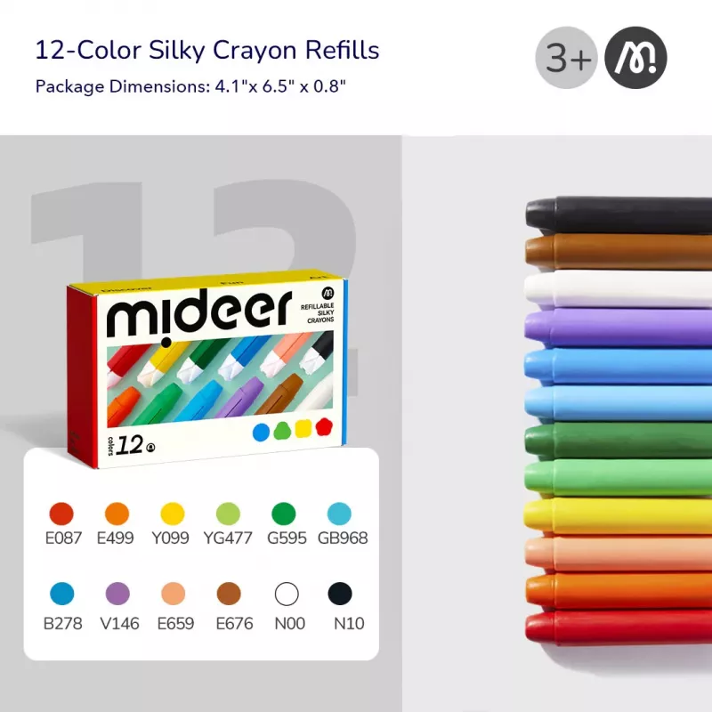 Mideer Silky Crayons Nachfüllungen, weich und abwaschbar, 12 Stk.