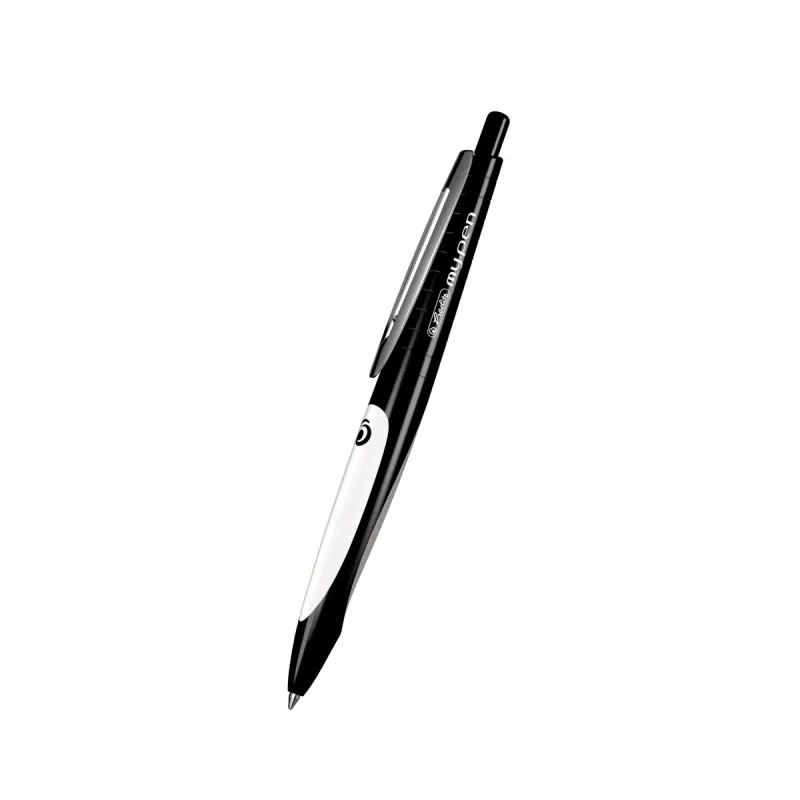 Herlitz my.pen Kugelschreiber mit Druckmechanik, Schwarz/Weiß, 0,6 mm, blaue Tinte