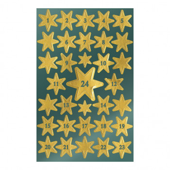 AVERY Zweckform Stern-Nummernaufkleber 1-24, Gold, 66 Etiketten