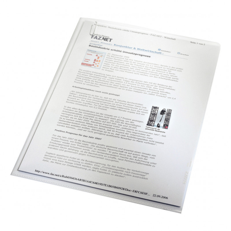 Leitz Standard 4000 Dokumententaschen A4, genarbt, 0,13 mm PP, transparent, 100 Stk.