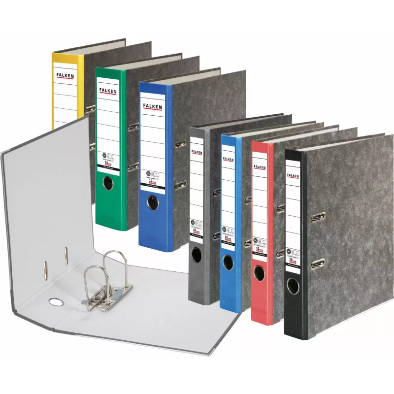 FALKEN Recycling Ordner A4, 8 cm, blau marmoriert