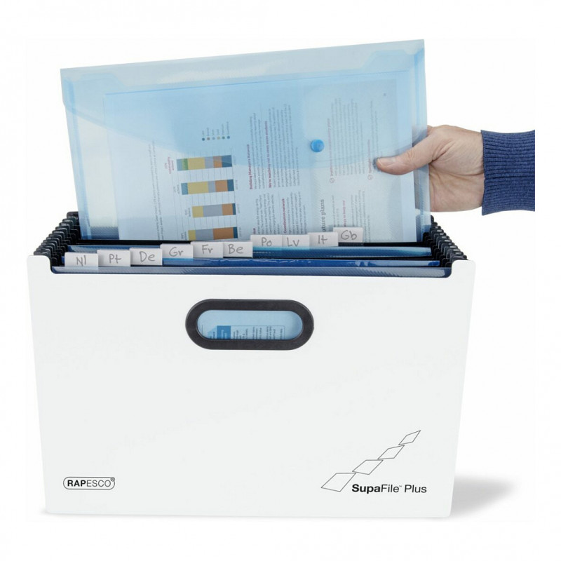 RAPESCO® Fächermappe DIN A4 extra breit 13 Fächer weiß
