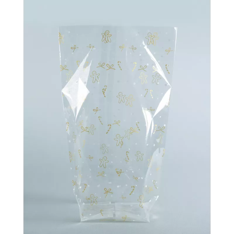 folia Cellophantüte 14.0 x 23.0 cm durchsichtig mit Golddruck