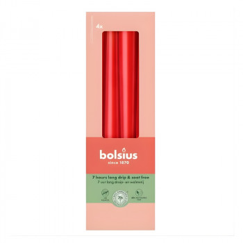 Bolsius Tafelkerzen 245/24 mm, rot, 4 Stk.