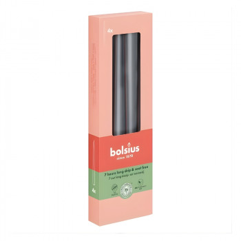 Bolsius Tafelkerzen 245/24 mm, grau, 4 Stk.