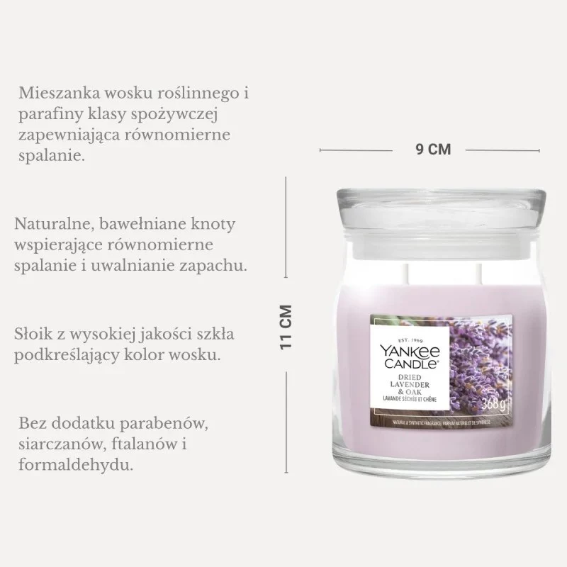 Yankee Candle Dried Lavender & Oak Kerze, mittel