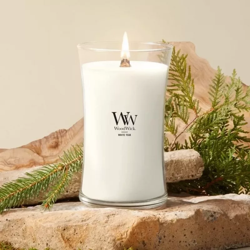 WoodWick White Teak Kerze, groß, 610 g