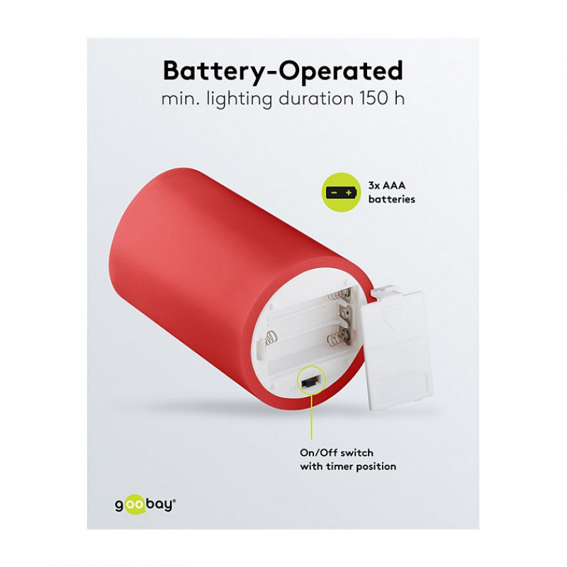 Goobay LED-Wachskerzen, 10 cm, rot