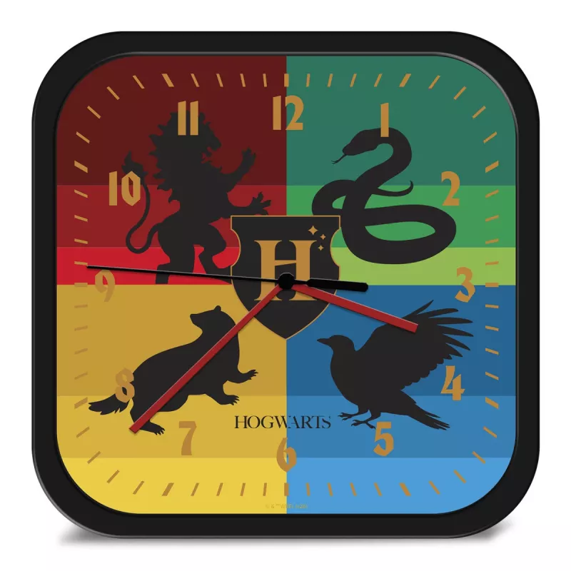KIDS Harry Potter Hogwarts 4 Houses quadratische Wanduhr, analog (Hpk00029)