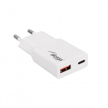 Wandladegerät Akyga AK-CH-27 30W USB-C USB-A PD GaN 5-20V / 1.5-3A weiß