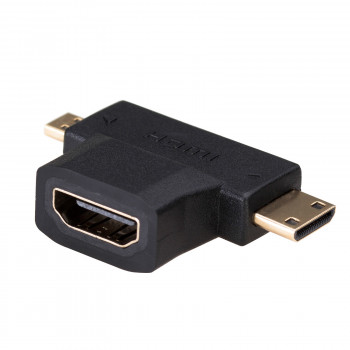 Akyga AK-AD-23 HDMI (F) auf Mini HDMI (M) / Micro HDMI (M) Adapter, Schwarz