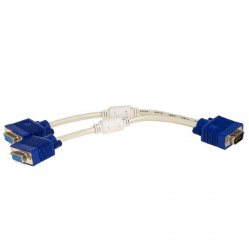 Akyga AK-AD-20 VGA (M) auf 2x VGA (F) Splitterkabel, 15 cm, Weiß