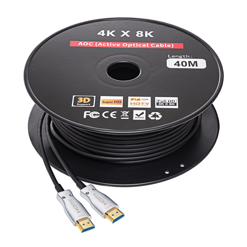 Akyga AK-HD-400L HDMI 2.1 Aktives optisches Kabel (AOC), 48 Gbps, 8K@60Hz, 4K@120Hz, 40 m, Schwarz