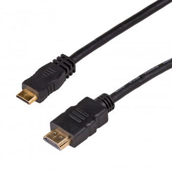Akyga AK-HD-10M HDMI-auf-Mini-HDMI-Kabel v1.4, High Speed mit Ethernet, 1 m, Schwarz